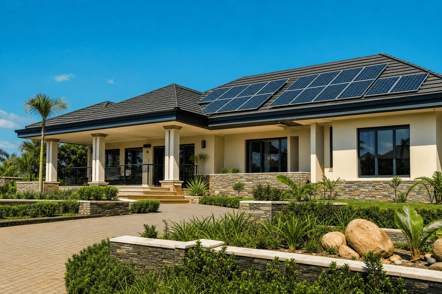 Residential solar installation on bungalow